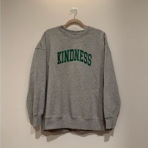 Old Navy Kindness Gray Sweater with Green Print Medium